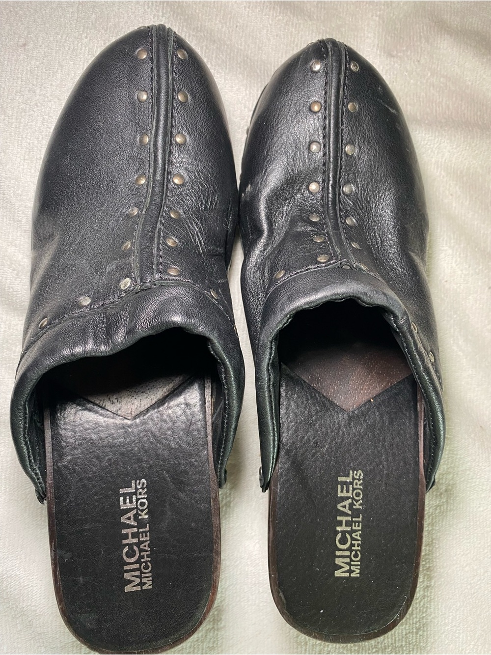 Michael Michael KorsBlack Leather Slip-On Clog